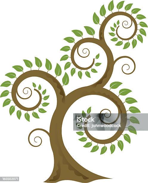 Curly Árvore - Arte vetorial de stock e mais imagens de Cor verde - Cor verde, Enfeitado, Fantasia