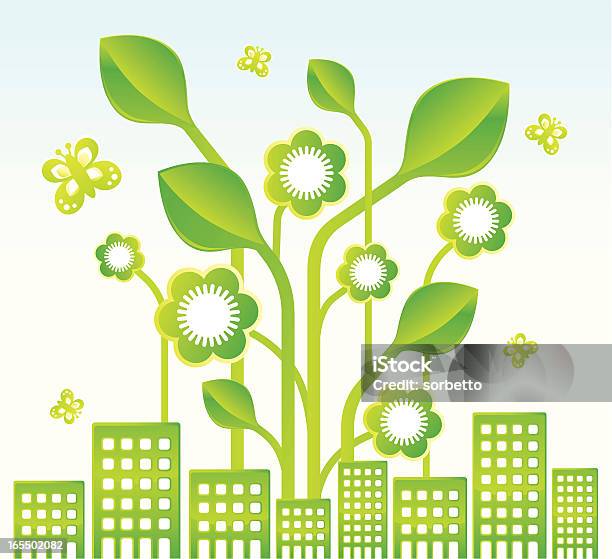 Green City Stock Illustration - Download Image Now - Environment, Blossom, Building Exterior