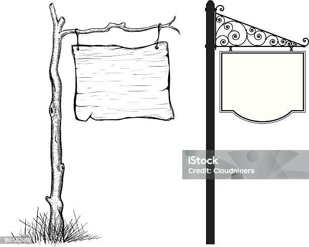 압살했다 및 금속 징후 연철에 대한 스톡 벡터 아트 및 기타 이미지 - 연철, 나무 기둥, 여관