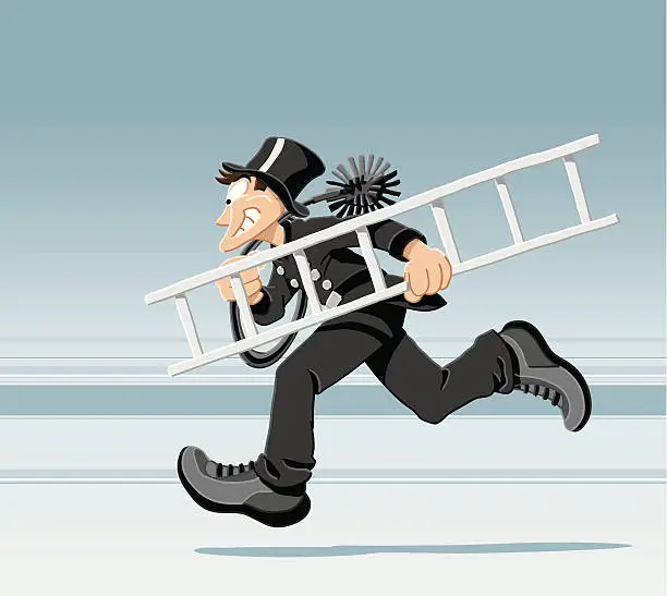 Vector illustration of Running Chimney Sweeper