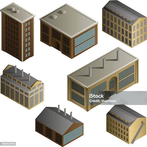 Vettoriale Di Edifici Industriali - Immagini vettoriali stock e altre immagini di Assonometria - Assonometria, Produrre, Struttura edile