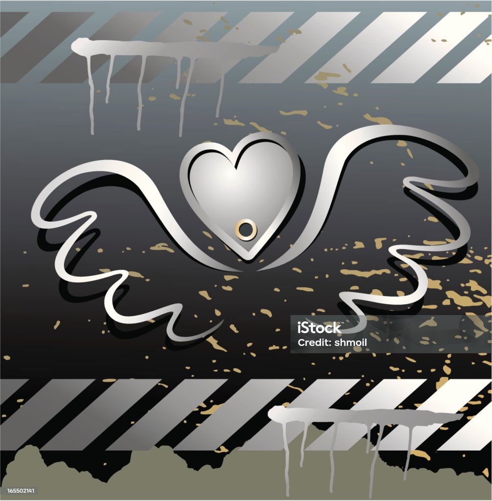 Steel wings -silver heart. Grunge background. Hi res jpeg (12Mp) included. Backgrounds stock vector