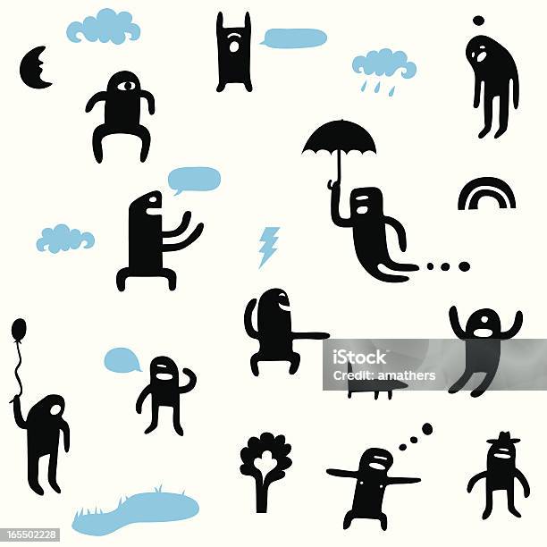Silwets Stock Vektor Art und mehr Bilder von Monster - Fiktionale Figur - Monster - Fiktionale Figur, Regenschirm, Gruppe von Gegenständen