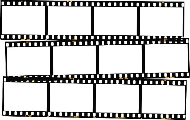 Overlapping film strips - colour Overlapping film strips. film reel photos stock illustrations