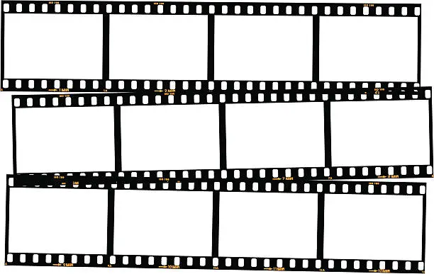 Vector illustration of Overlapping film strips - colour