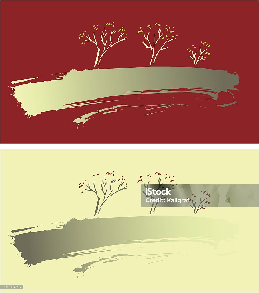 Пейзаж, дерево, природа - Векторная графика Осень роялти-фри