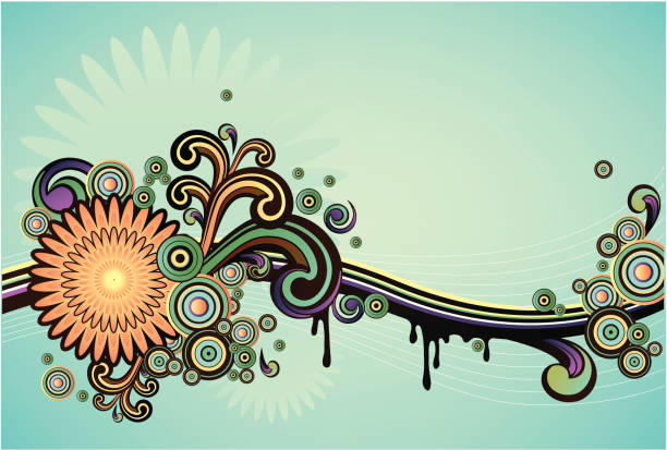 ilustraciones, imágenes clip art, dibujos animados e iconos de stock de fondo floral rizado - flourishes growth dirty circle