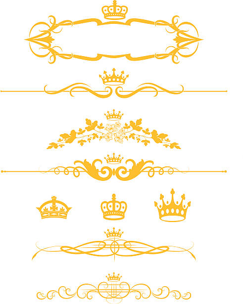 тулья правило ассортимент - crown frame gold swirl stock illustrations