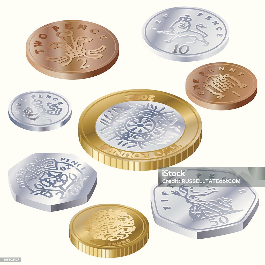 Vue de côté de monnaie du Royaume-Uni - clipart vectoriel de Argent libre de droits