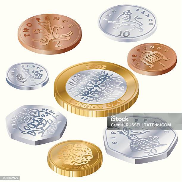 영국 동전 측면 보기 동전에 대한 스톡 벡터 아트 및 기타 이미지 - 동전, 은-금속, 은색