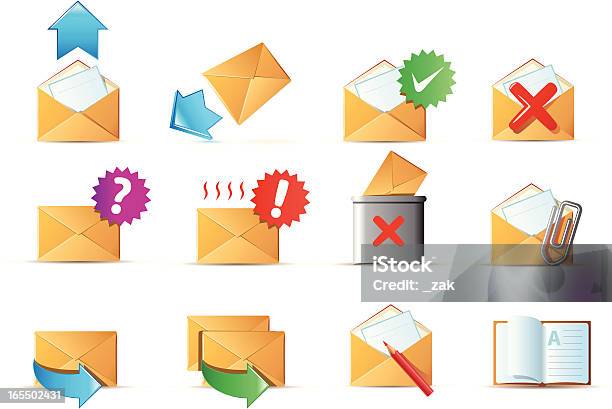 Email Иконки — стоковая векторная графика и другие изображения на тему Адресная книга - Адресная книга, Английская булавка, Без людей