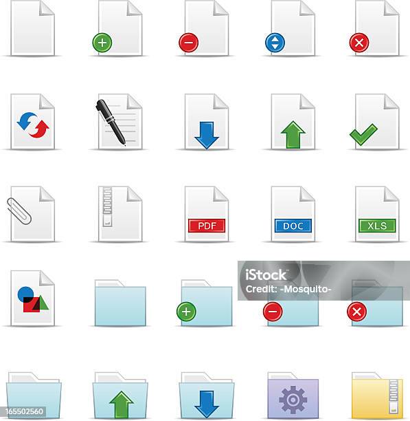 Desktop Interface Icon Set Simple Color Series Stock Illustration - Download Image Now - Desktop PC, File Folder, Ring Binder