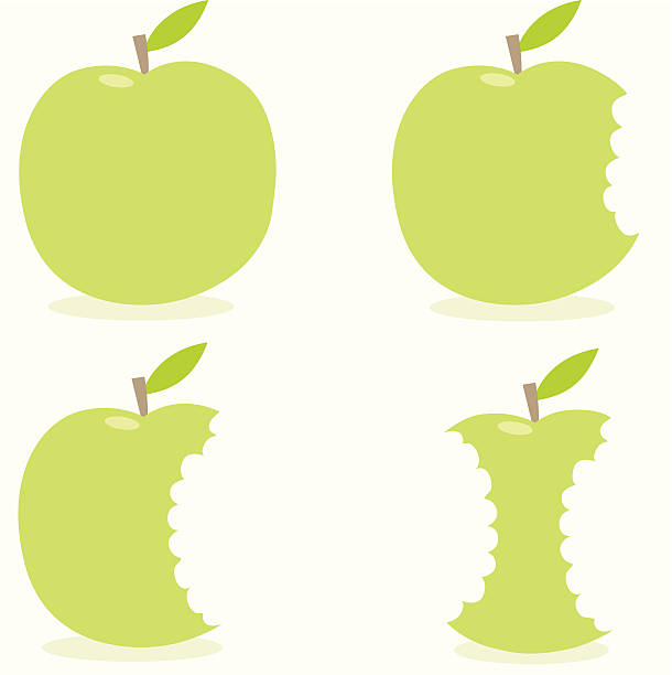 ilustrações de stock, clip art, desenhos animados e ícones de trincados - apple granny smith apple green vector