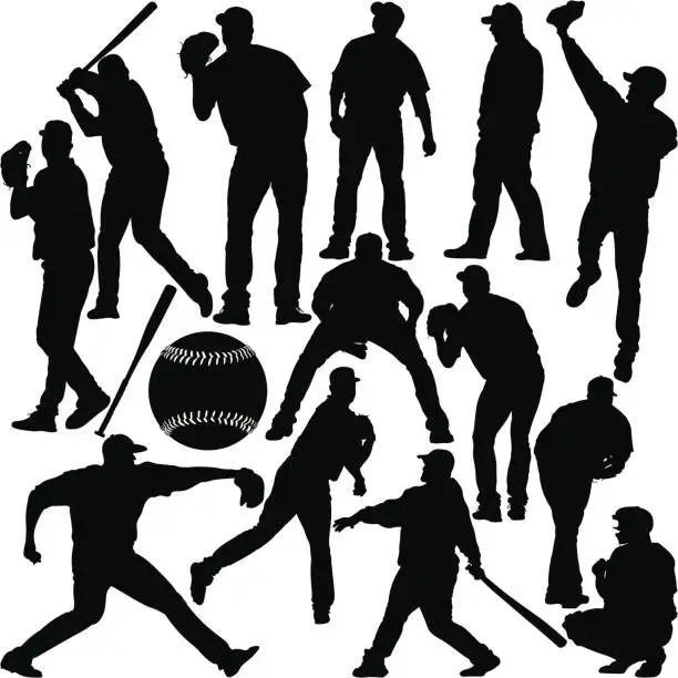 Vector illustration of Baseball Silhouette Series