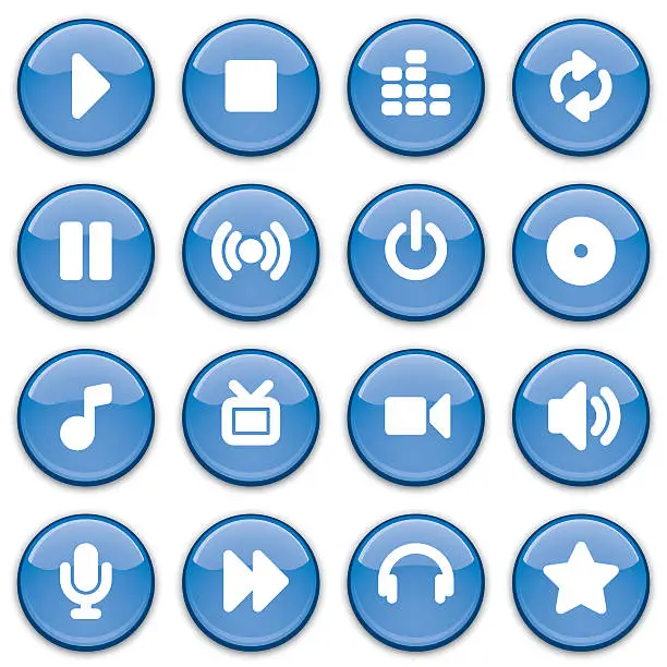 Vector illustration of Sound & Media Icons - Glossy