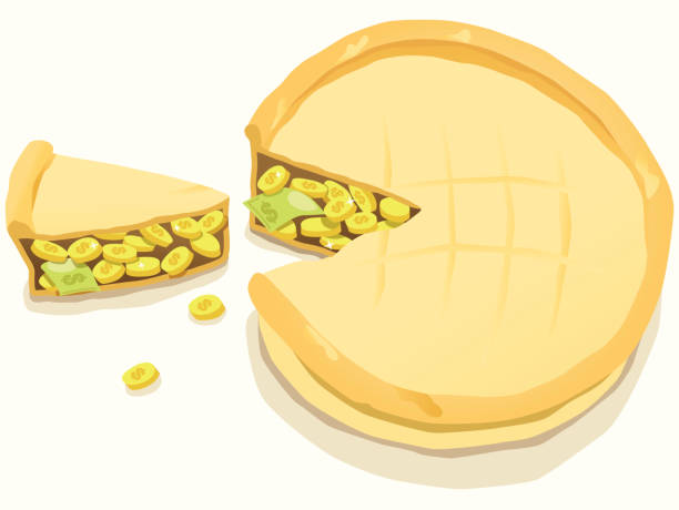 Slice of the Profit Pie Illustration depicting a slice taken out of a baked pie full of cold, hard, cash. Amount inside of pie is not guaranteed. Tart stock illustrations