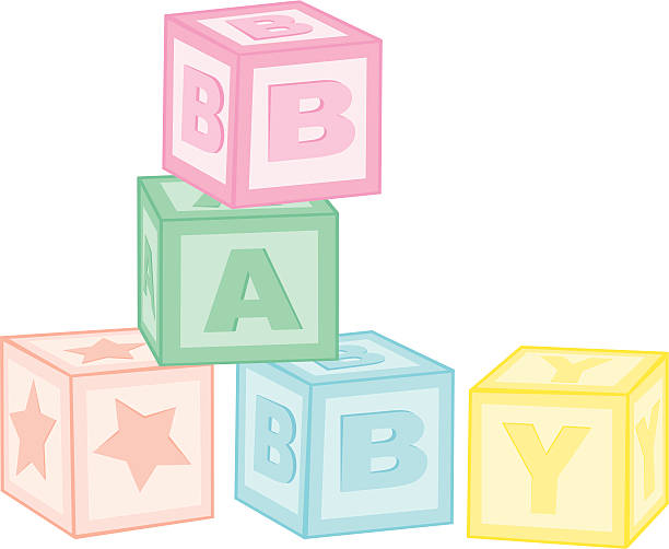 детские блоков - block stack stacking cube stock illustrations