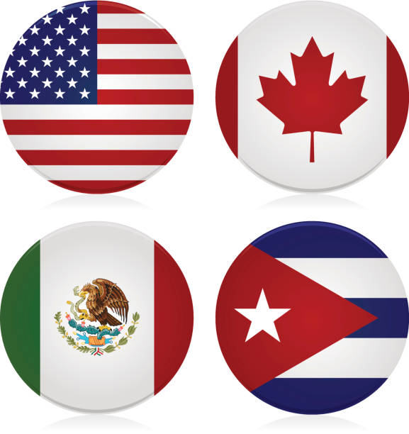 Flag Icons - North America vector art illustration