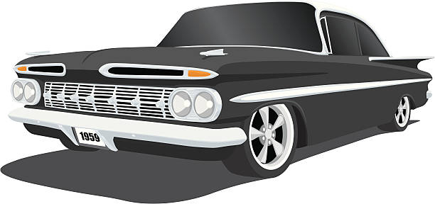 ilustraciones, imágenes clip art, dibujos animados e iconos de stock de clásico chevrolet impala - chevrolet