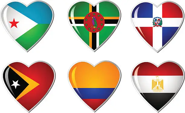 Vector illustration of heart flag collection