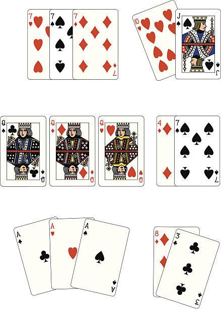 poker ein dreierpaar - queen of diamonds stock-grafiken, -clipart, -cartoons und -symbole