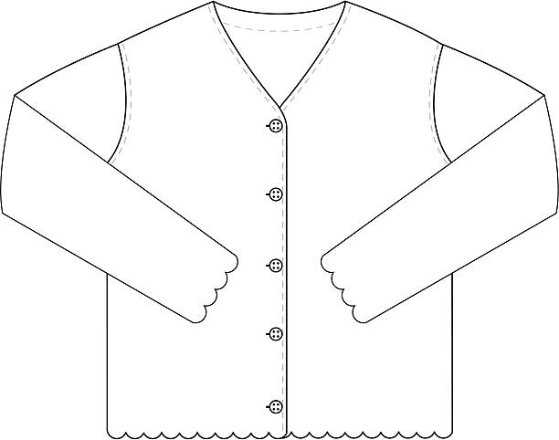 ilustrações, clipart, desenhos animados e ícones de meninas cardigã modelo clássico - cardigan button blouse vector