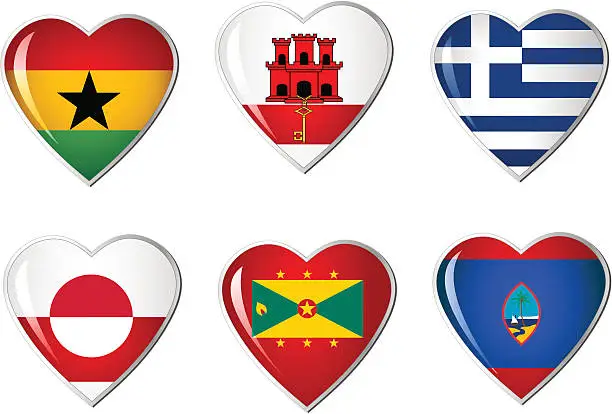 Vector illustration of heart flag collection