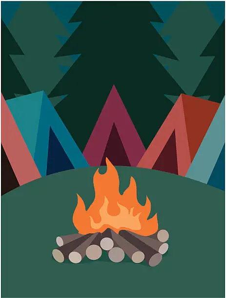Vector illustration of Camp Fire