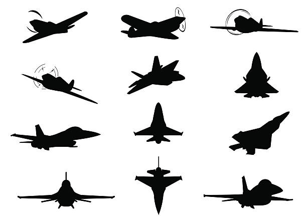 dwanaście płaszczyzn krojów - military airplane stock illustrations