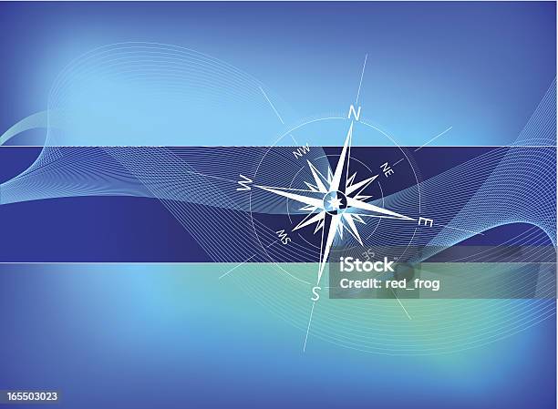 Bussola Su Blu - Immagini vettoriali stock e altre immagini di Bussola magnetica - Bussola magnetica, Sfondi, Motivo decorativo