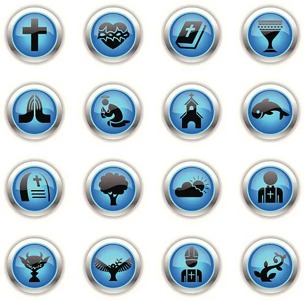 Vector illustration of Blue Icons - Christian