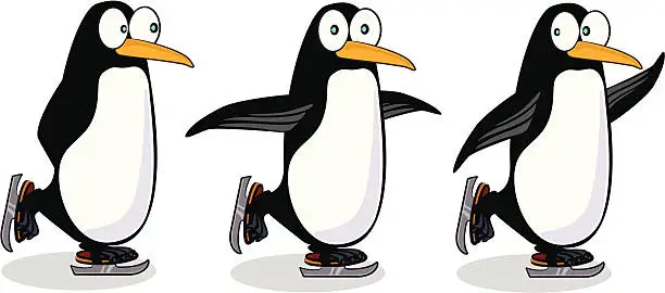 Vector illustration of Penguins in Ice Skates