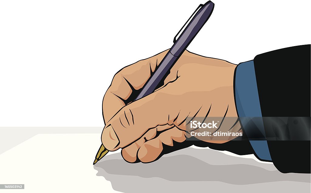 Mano firma un documento - arte vettoriale royalty-free di Carta