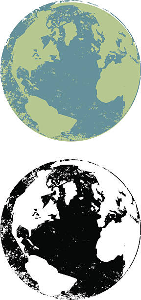 Grunge globe vector art illustration