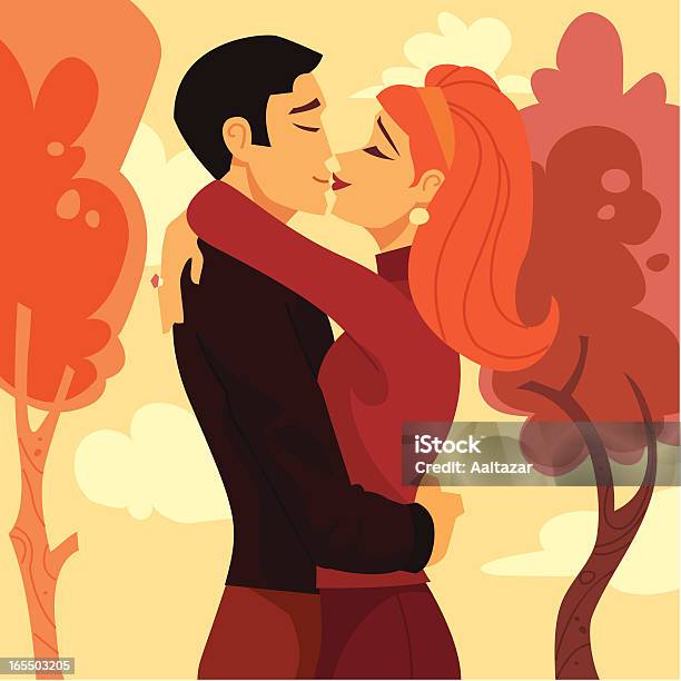 Ретро Lovers Kissing — стоковая векторная графика и другие изображения на тему Пара - Человеческие взаимоотношения - Пара - Человеческие взаимоотношения, Целовать, Жар - температура