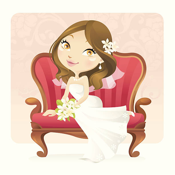 Spring Bride (Brunette) vector art illustration