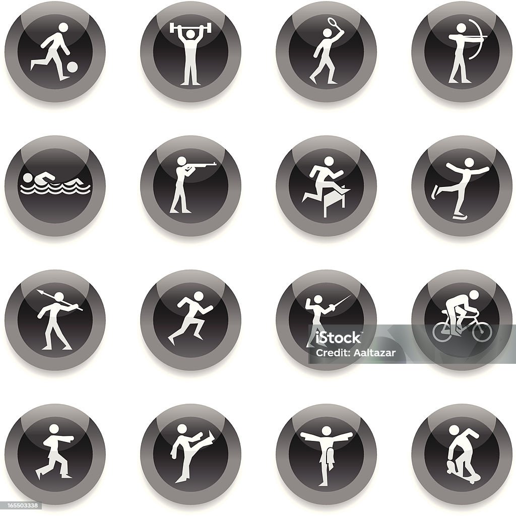 Ronde noir icônes-différents Sports - clipart vectoriel de Activité libre de droits
