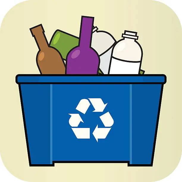 Vector illustration of Recycling Bin-Bottles