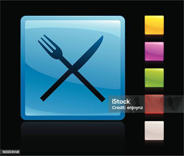 Dining Icon Stock Illustration - Download Image Now - Black Background, Blue, Cafe