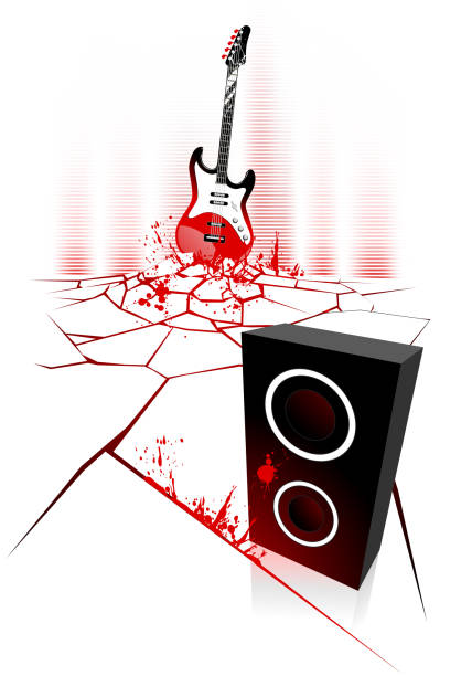 Guitar and Speaker vector art illustration