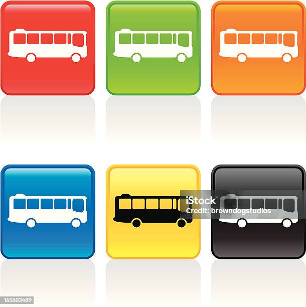 Ícone De Autocarro - Arte vetorial de stock e mais imagens de Amarelo - Amarelo, Autocarro, Azul