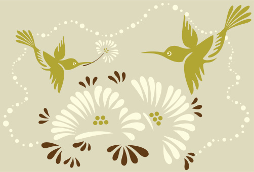 Vector Illustration of a little hummingbird give a daisy flower as a gift for its Mom. Happy mother's day, Mummies!