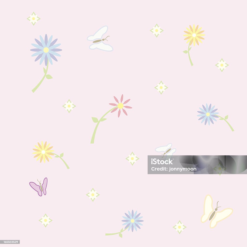 Niemowlę Dziewczyna tło z kwiaty i motyle - Grafika wektorowa royalty-free (Niemowlę)