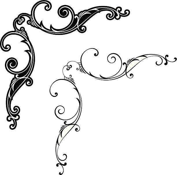 ilustrações, clipart, desenhos animados e ícones de role cantos - victorian style frame ornate black border