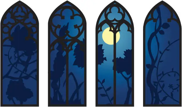 Vector illustration of Gothic Windows