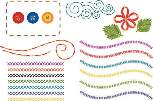 szwy - needlecraft product embroidery cross stitch flower stock illustrations