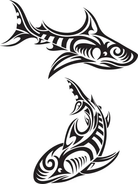 Vector illustration of Tribal Sharks