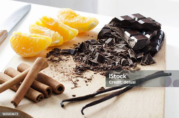 Orange Chocolate Vanilla And Cinnamon Prepared For Dessert Stock Photo - Download Image Now