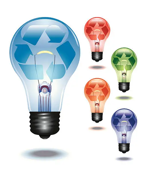 Vector illustration of Light Bulb with Recycle Symbol Vector