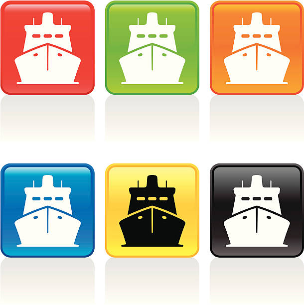 Ship Icon - Front View Large boat symbol. See more icons in this series. ferry nautical vessel industrial ship sailing ship stock illustrations